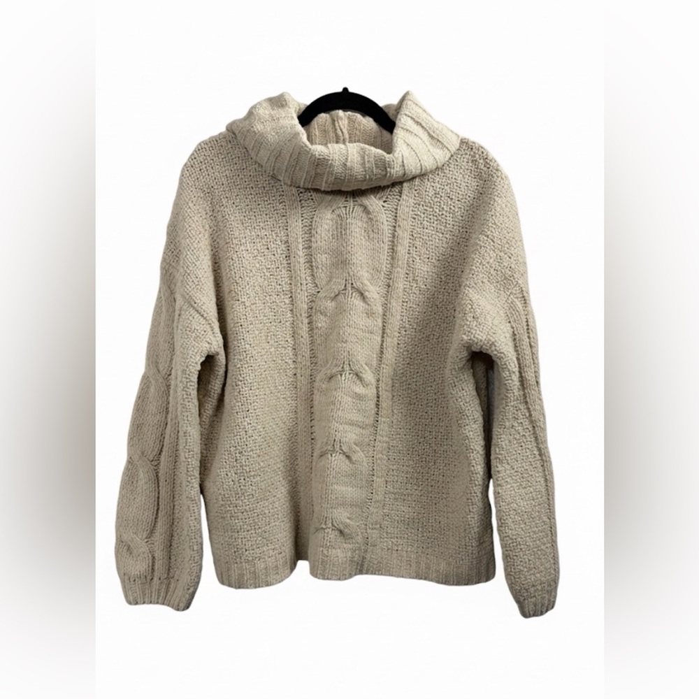 Seven7 Sandshell Chenille Cable Knit Turtleneck Sweater